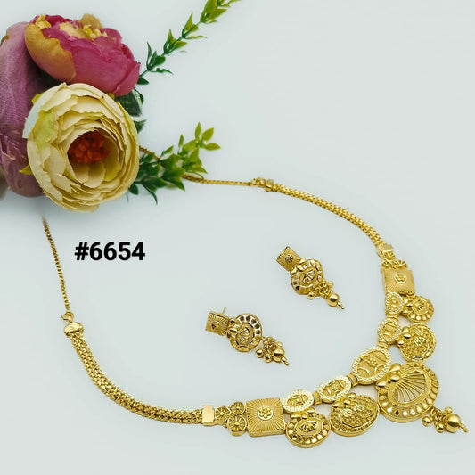 Gold Plated Bridal Short  Necklace Set, PMJ Model No: 6654