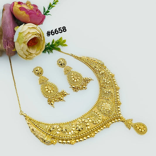 Gold Plated Bridal Short  Necklace Set, PMJ Model No: 6658