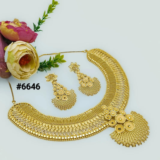 Gold Plated Bridal Short  Necklace Set, PMJ Model No: 6646