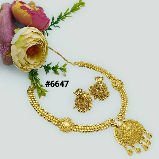 Gold Plated Bridal Short Necklace Set, PMJ Model No: 6647