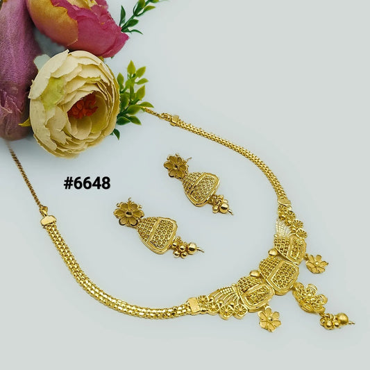 Gold Plated Bridal Short  Necklace Set, PMJ Model No: 6648