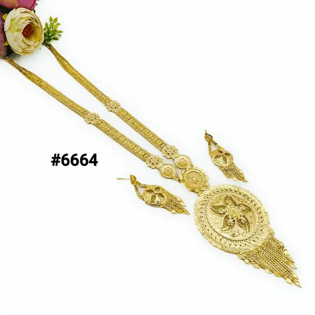 Exclusive Gold Plated Long Necklace Set, PMJ Model No: 6664