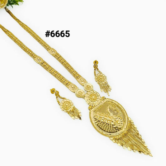 Exclusive Gold Plated Long Necklace Set, PMJ Model No: 6665
