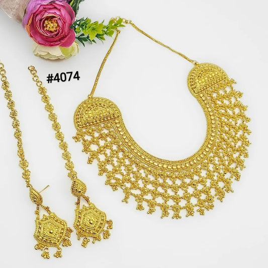 Gold Plated Short Necklace 1 Gram Gold Plated Jewellery PMJ Model No : 4074