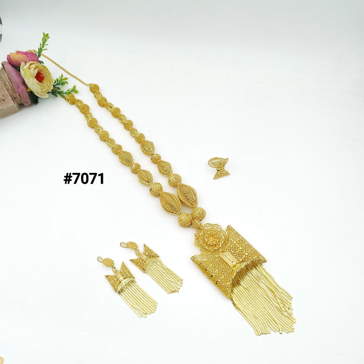 Gold Plated Long Necklace 1 Gram Gold Plated Jewellery PMJ Model No : 7071