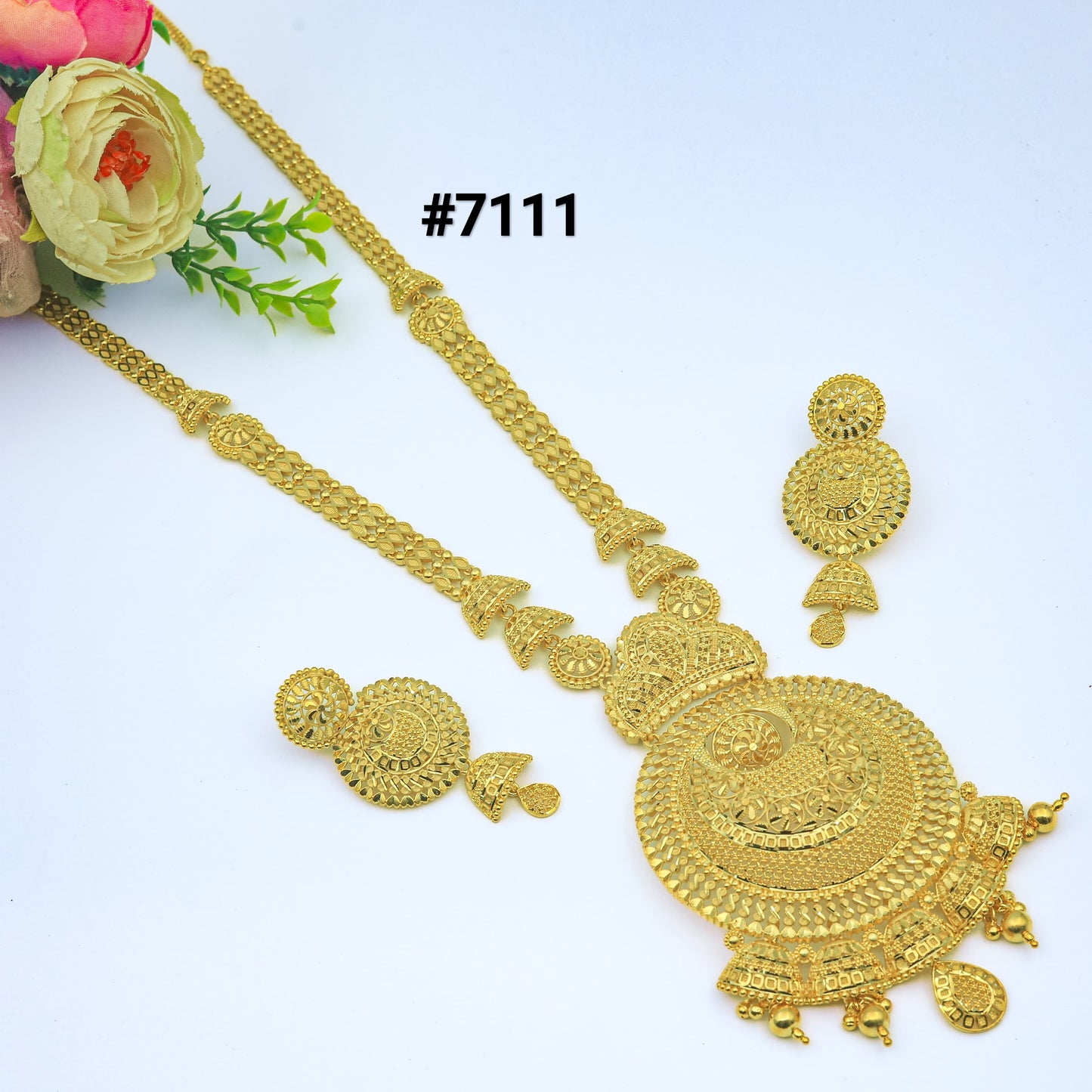 Gold Plated Long Necklace 1 Gram Gold Plated Jewellery PMJ Model No : 7111