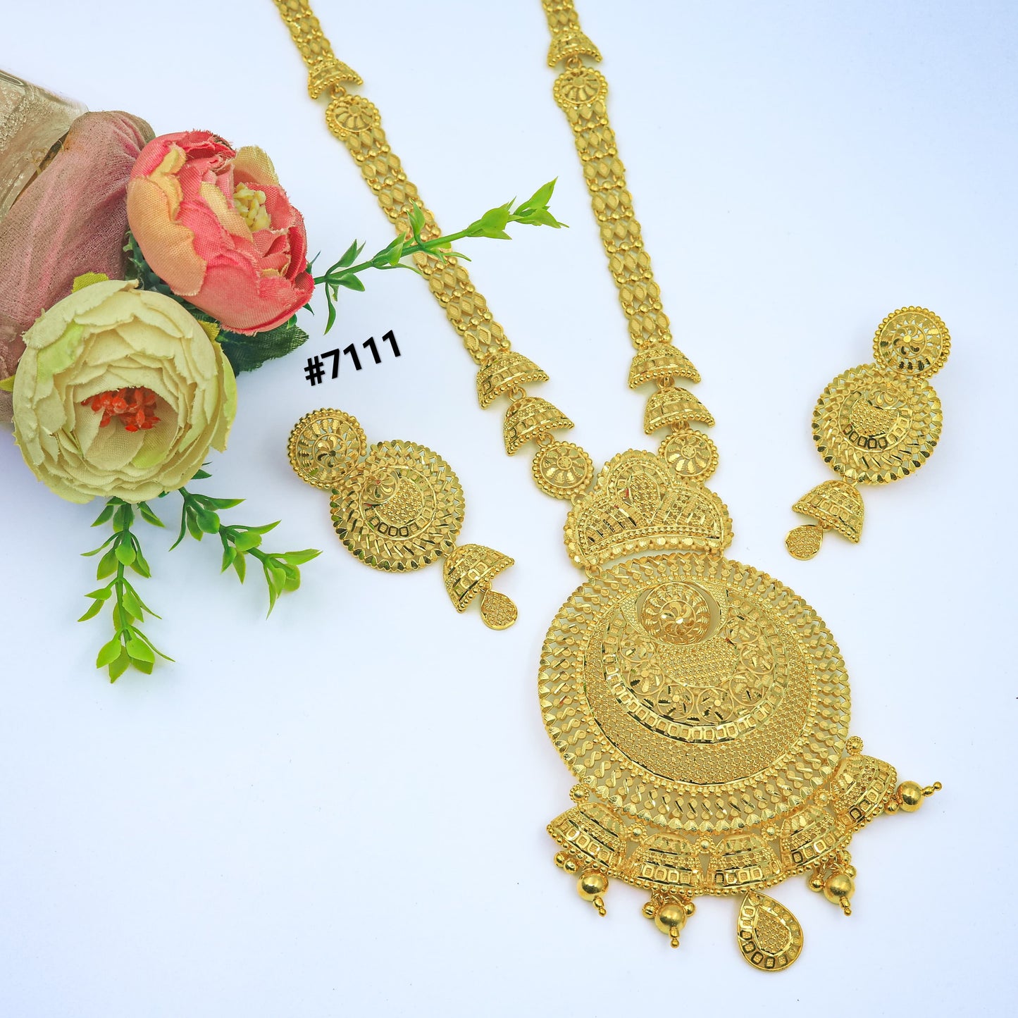 Gold Plated Long Necklace 1 Gram Gold Plated Jewellery PMJ Model No : 7111