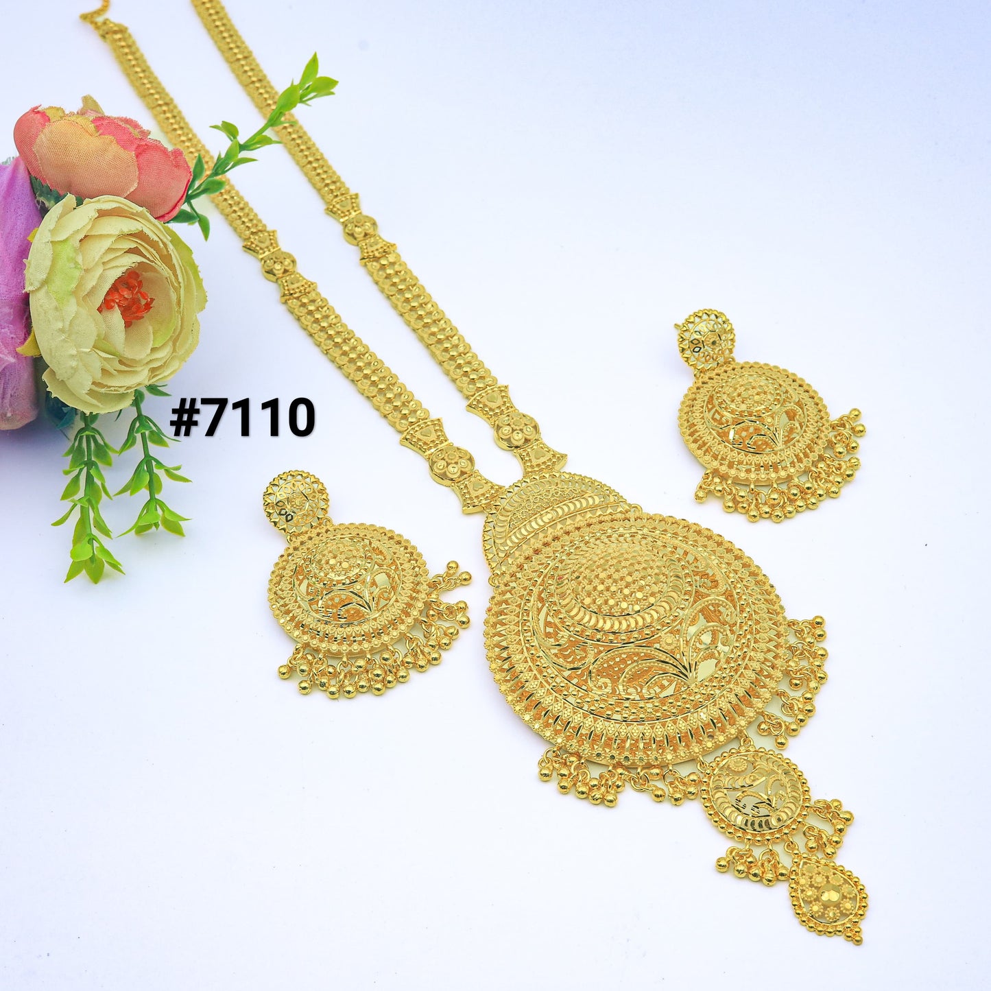 Gold Plated Long Necklace 1 Gram Gold Plated Jewellery PMJ Model No : 7110