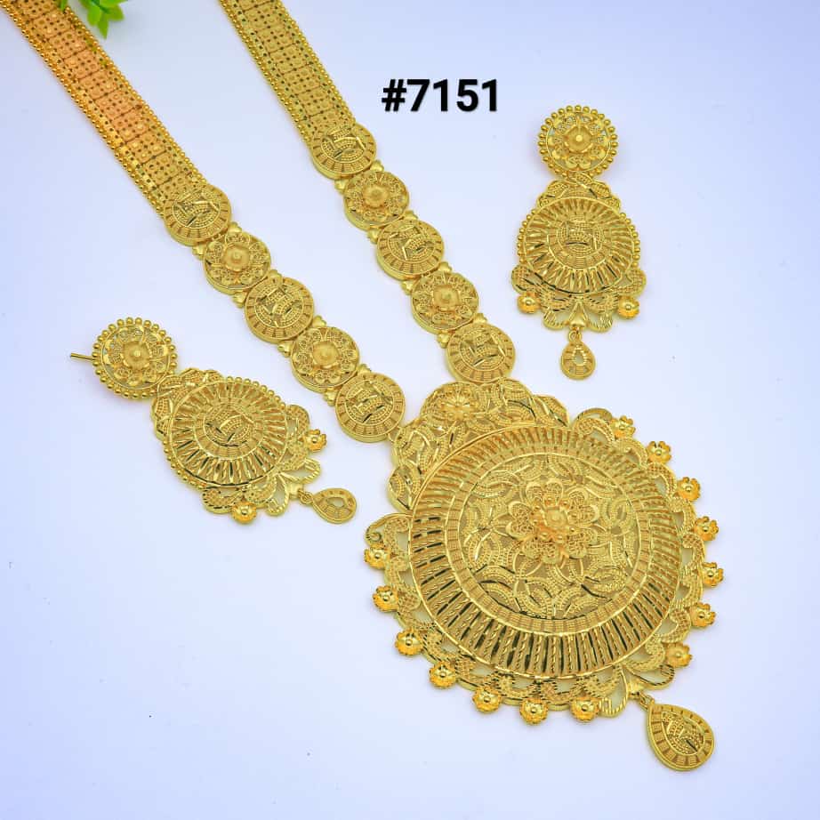 Gold Plated Long Necklace 1 Gram Gold Plated Jewellery PMJ Model No : 7151