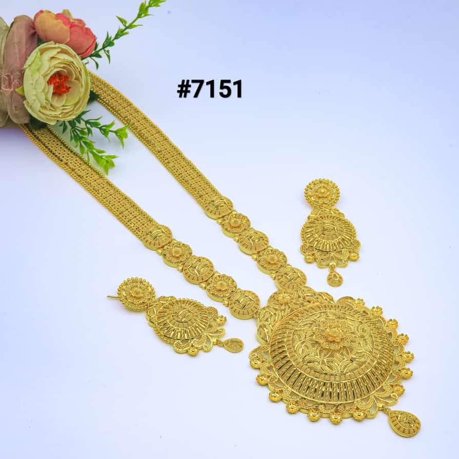 Gold Plated Long Necklace 1 Gram Gold Plated Jewellery PMJ Model No : 7151