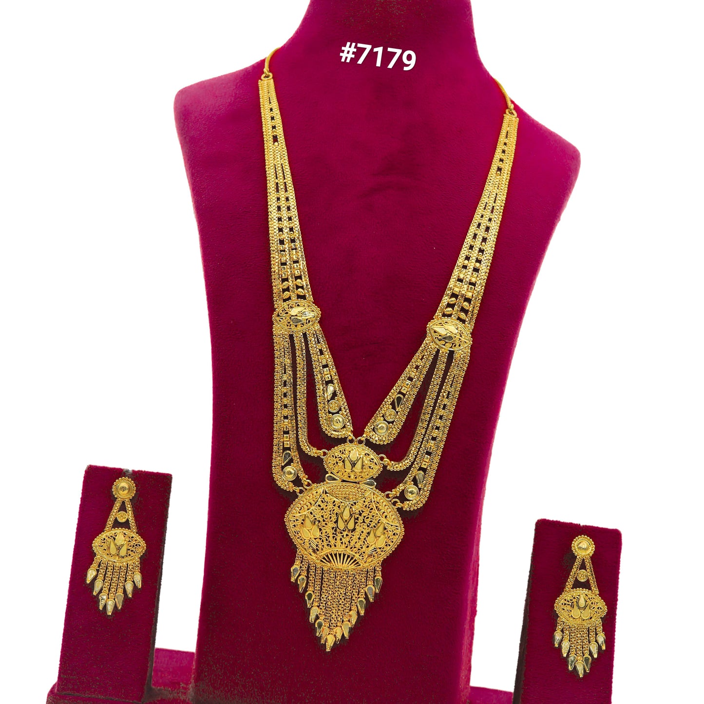 Gold Plated Long Necklace 1 Gram Gold Plated Jewellery PMJ Model No : 7179