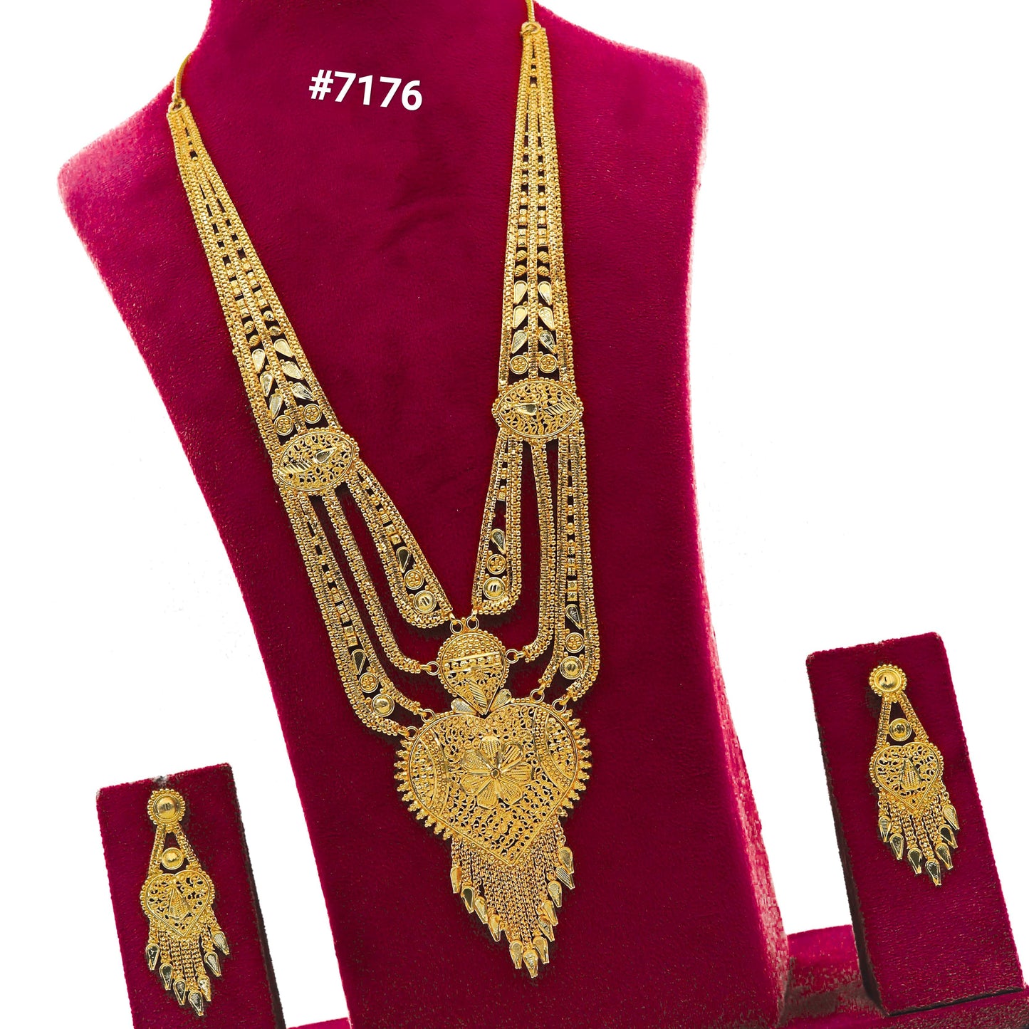 Gold Plated Long Necklace 1 Gram Gold Plated Jewellery PMJ Model No : 7176