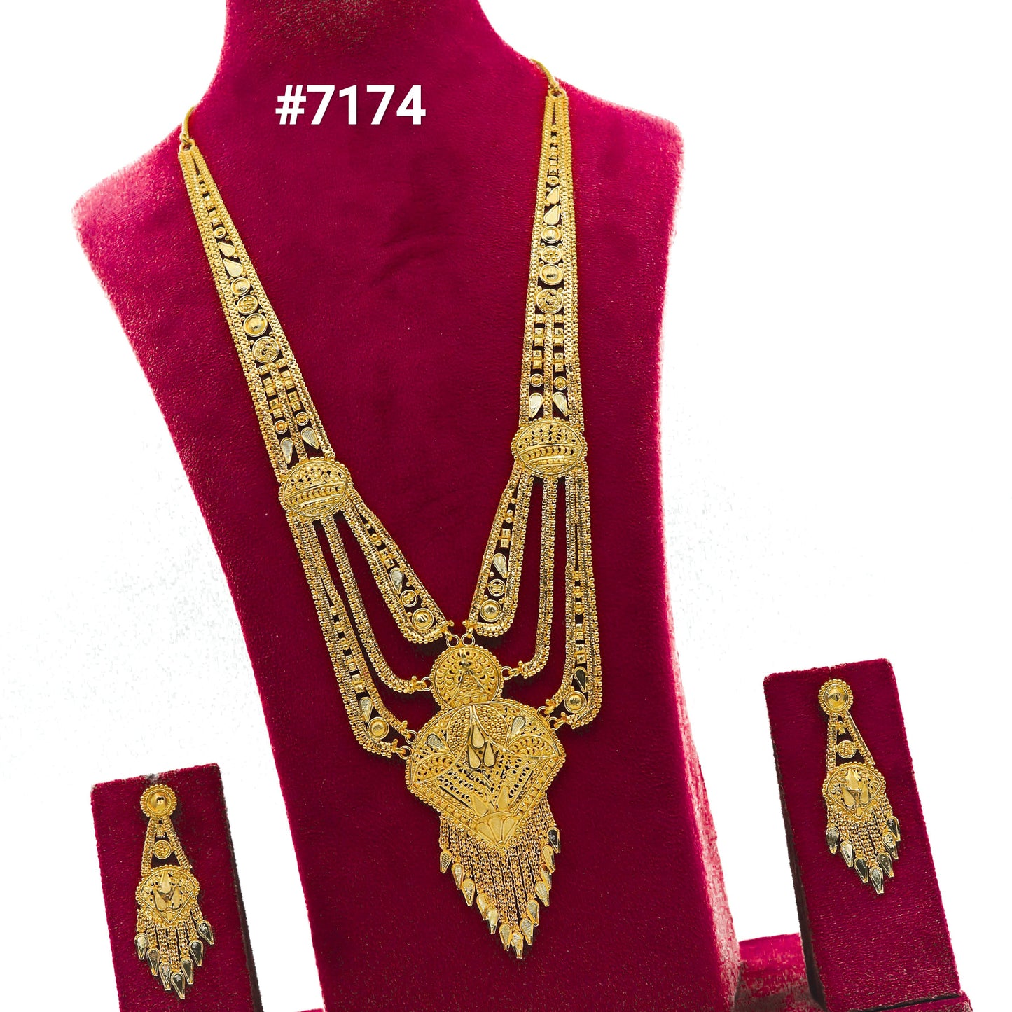 Gold Plated Long Necklace 1 Gram Gold Plated Jewellery PMJ Model No : 7174