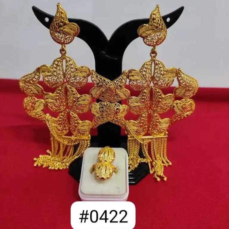 PMJ Indian Fancy Gold Look Beautiful Earrings Set Collier Taylor Swift Hollywood Movie Style Junk Jewelry Sale MODEL : 422