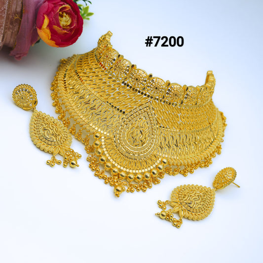 Gold Plated Short Necklace 1 Gram Gold Plated Jewellery PMJ Model No : 7200