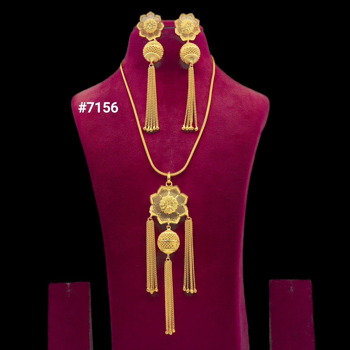 Gold Plated Long Necklace 1 Gram Gold Plated Jewellery PMJ Model No : 7156