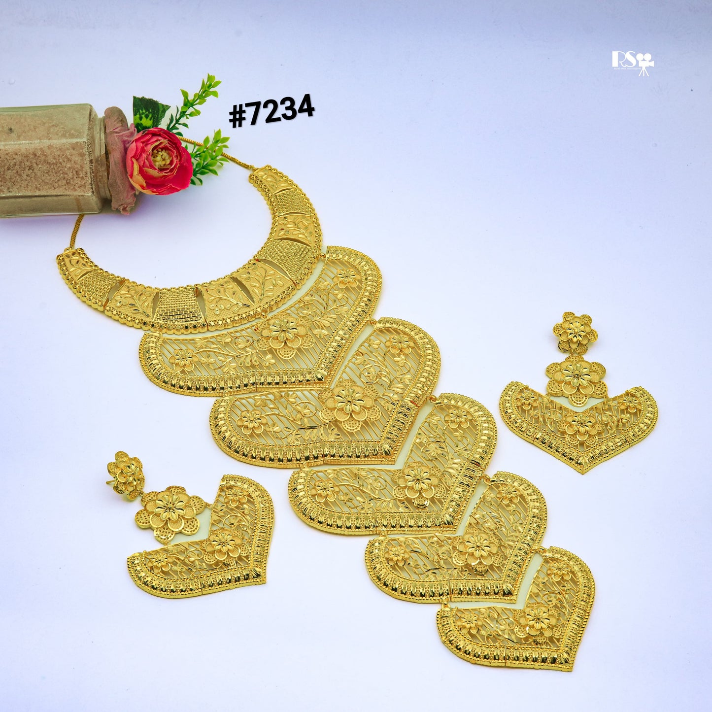 Gold Plated Long Necklace 1 Gram Gold Plated Jewellery PMJ Model No : 7234