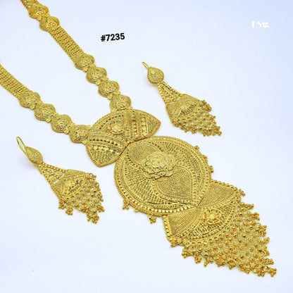 Gold Plated Long Necklace 1 Gram Gold Plated Jewellery PMJ Model No : 7235