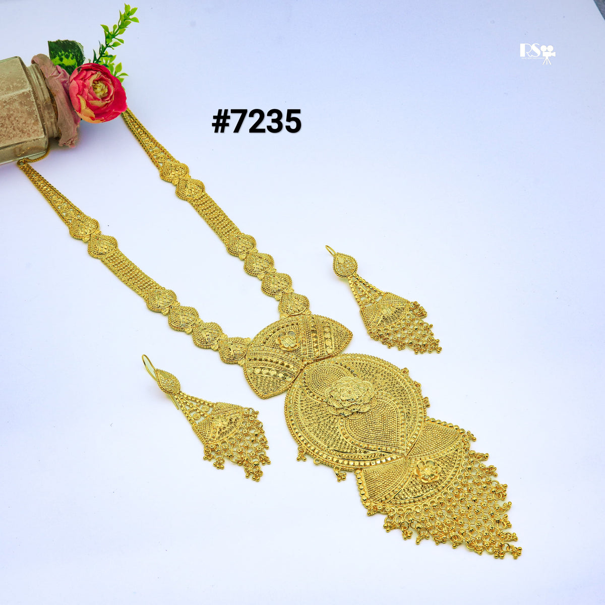 Gold Plated Long Necklace 1 Gram Gold Plated Jewellery PMJ Model No : 7235