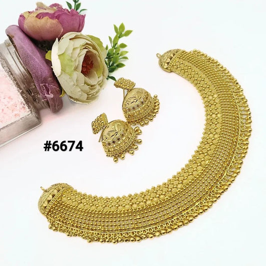 Gold Plated Short Necklace Set, PMJ Model No : 6674