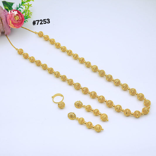 Gold Plated Long Necklace 1 Gram Gold Plated Jewellery PMJ Model No : 7253