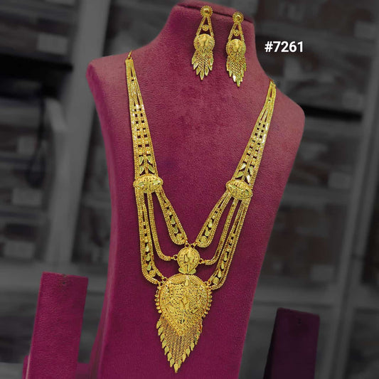 Gold Plated Long Necklace 1 Gram Gold Plated Jewellery PMJ Model No : 7261