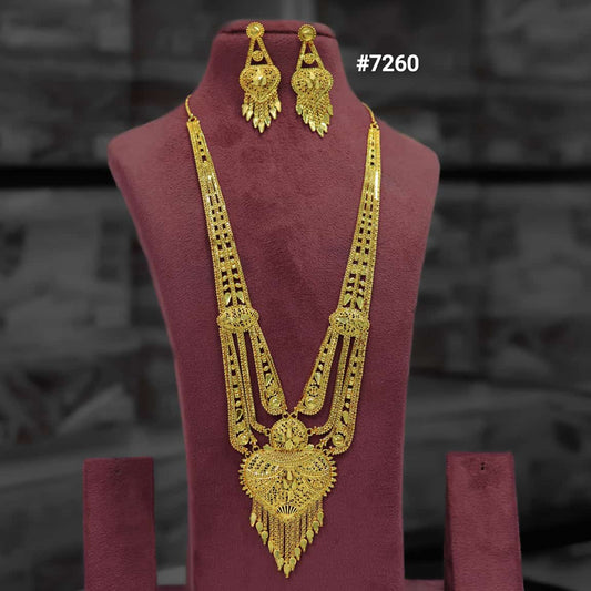 Gold Plated Long Necklace 1 Gram Gold Plated Jewellery PMJ Model No : 7260