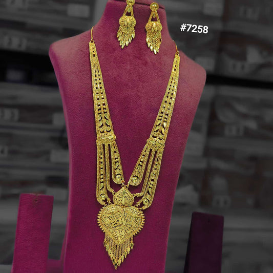 Gold Plated Long Necklace 1 Gram Gold Plated Jewellery PMJ Model No : 7258