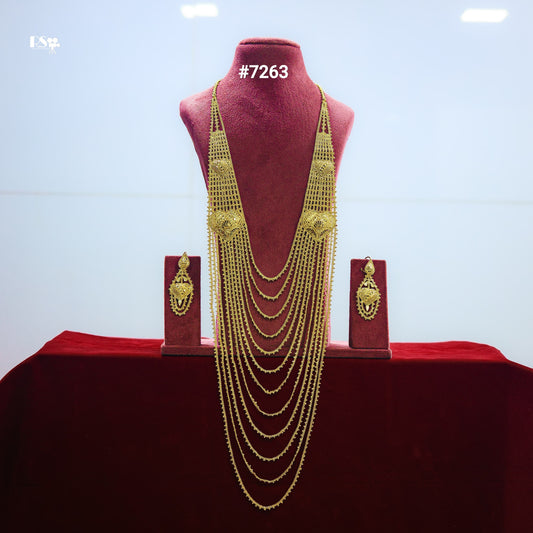 Gold Plated Long Necklace 1 Gram Gold Plated Jewellery PMJ Model No : 7263