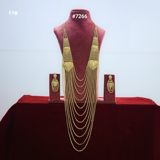 Gold Plated Long Necklace 1 Gram Gold Plated Jewellery PMJ Model No : 7266