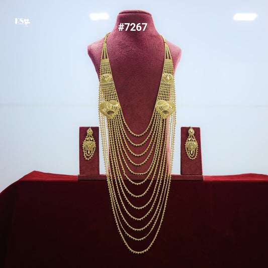 Gold Plated Long Necklace 1 Gram Gold Plated Jewellery PMJ Model No : 7267