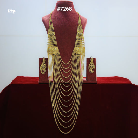 Gold Plated Long Necklace 1 Gram Gold Plated Jewellery PMJ Model No : 7268