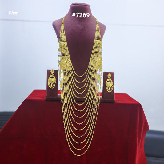 Gold Plated Long Necklace 1 Gram Gold Plated Jewellery PMJ Model No : 7269