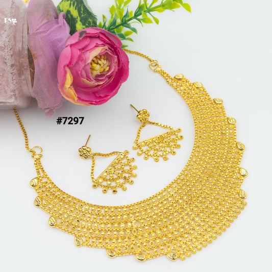 Gold Plated Short Necklace 1 Gram Gold Plated Jewellery PMJ Model No : 7297