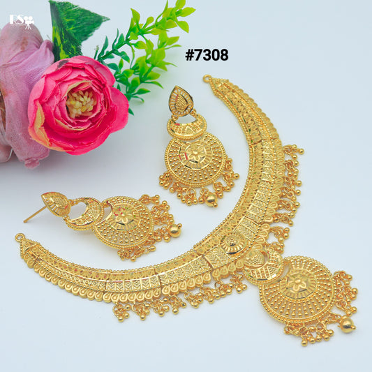 Gold Plated Short Necklace 1 Gram Gold Plated Jewellery PMJ Model No : 7308