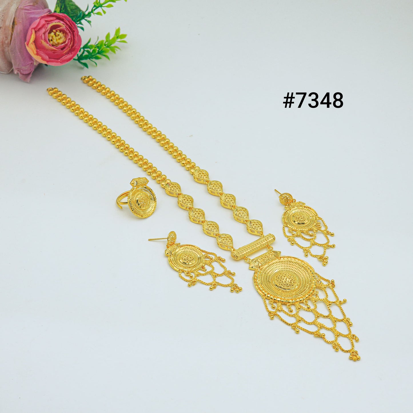 Gold Plated LONG NECKLACE 1 Gram Gold Plated Jewellery PMJ Model No : 7348