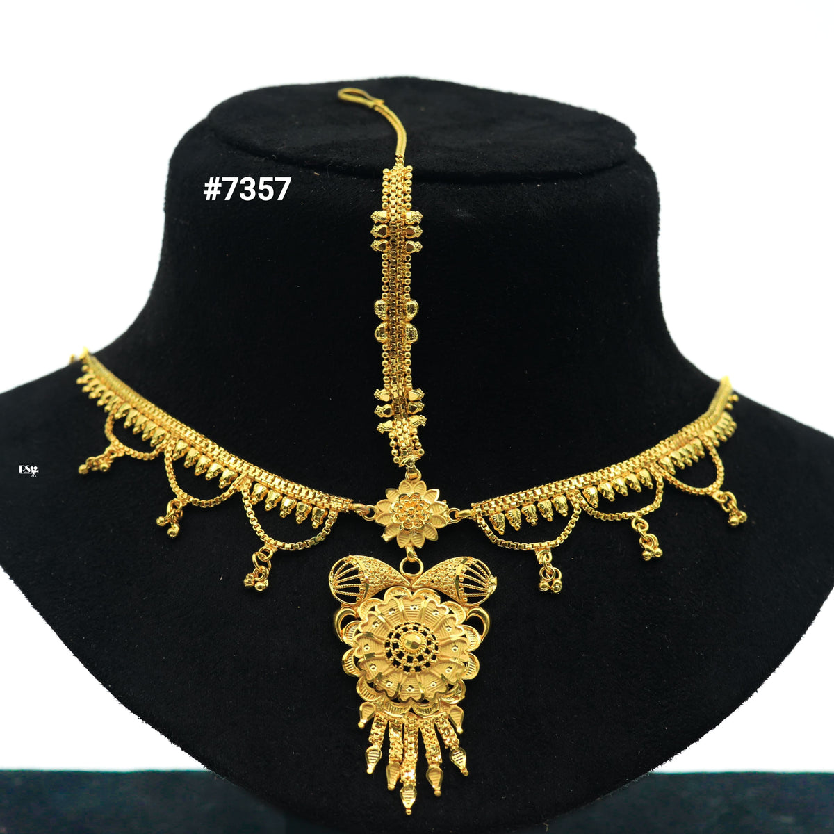 Gold Plated Head Chain ( Maang Tika ) PMJ Model No : 7357