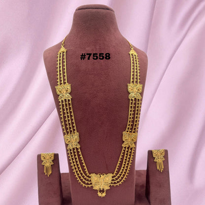 Gold Plated LONG NECKLACE 1 Gram Gold Plated Jewellery PMJ Model No : 7558