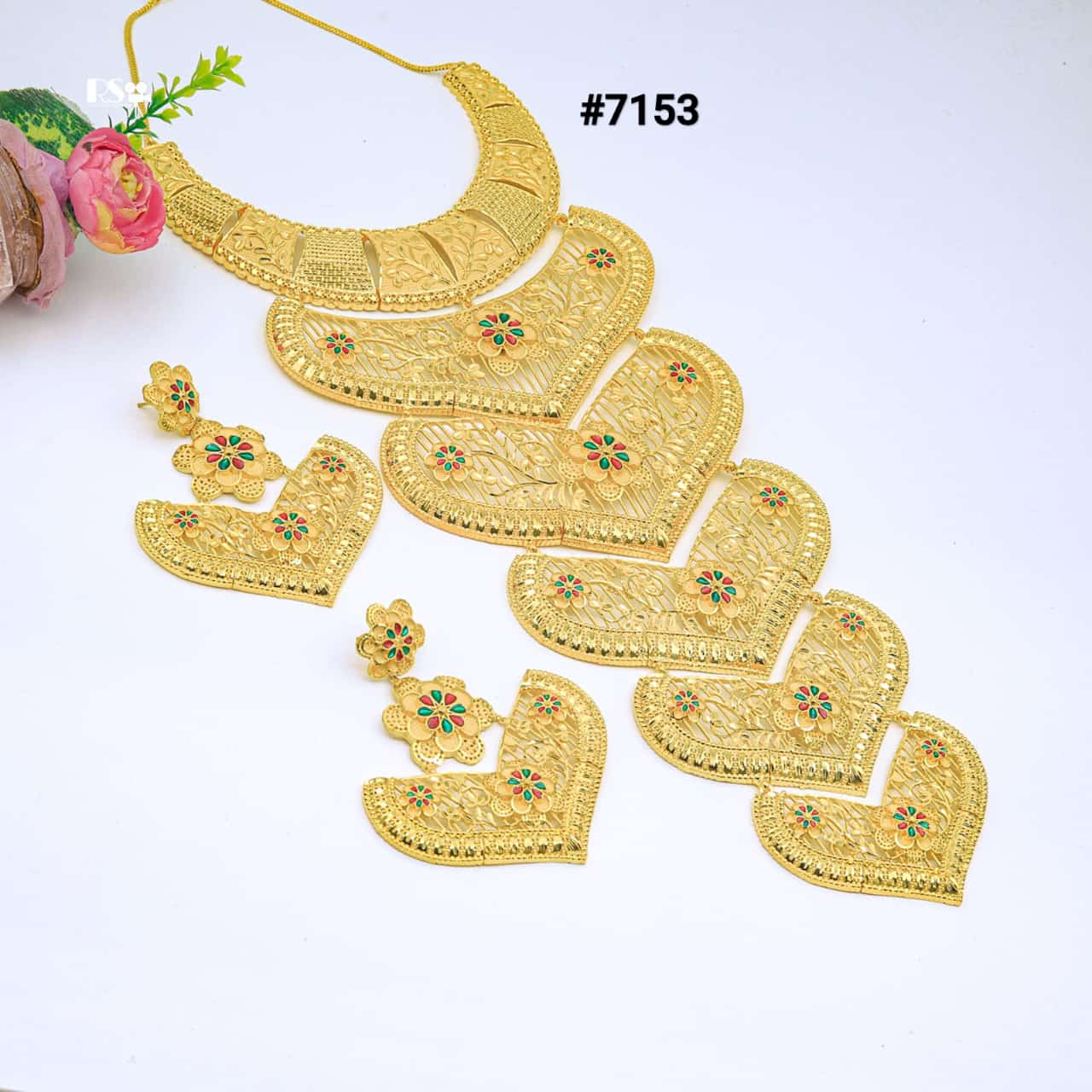 Gold Plated Long Necklace 1 Gram Gold Plated Jewellery PMJ Model No : 7153