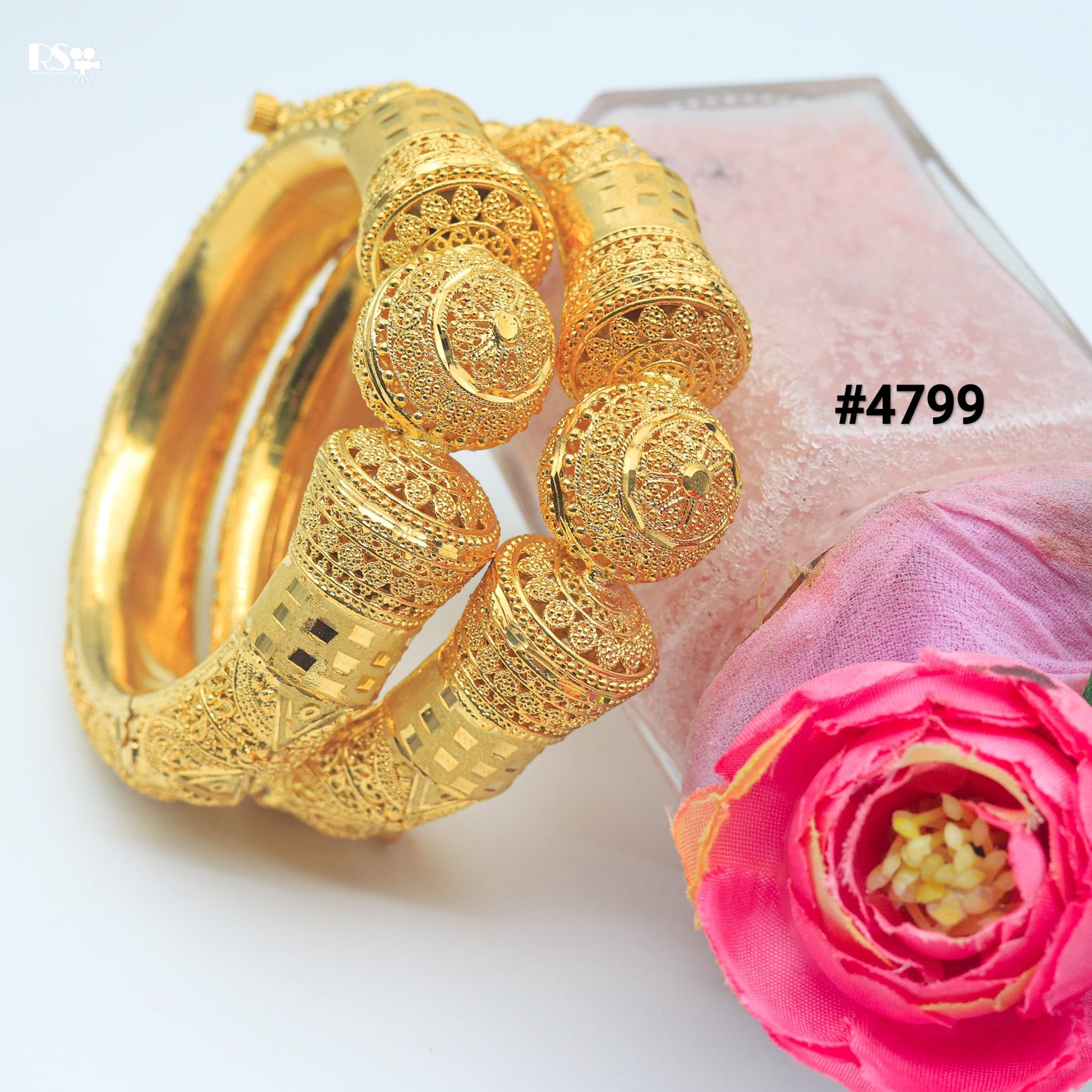 Gold Plated Bridal Wear Bangles, PMJ Model No: 4799