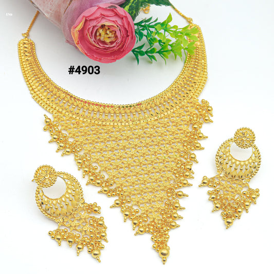 Gold Plated Bridal Short Necklace Set, PMJ Model No: 4903