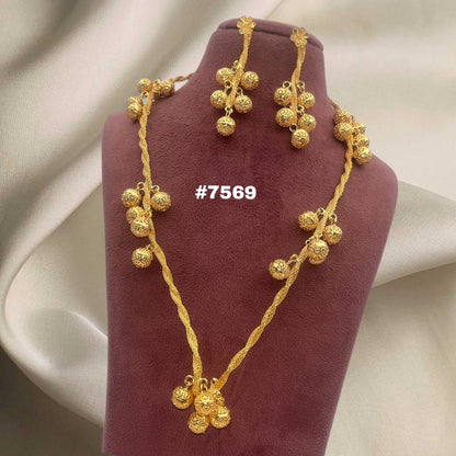 Gold Plated LONG NECKLACE 1 Gram Gold Plated Jewellery PMJ Model No : 7569