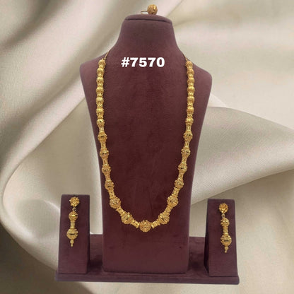 Gold Plated LONG NECKLACE 1 Gram Gold Plated Jewellery PMJ Model No : 7570