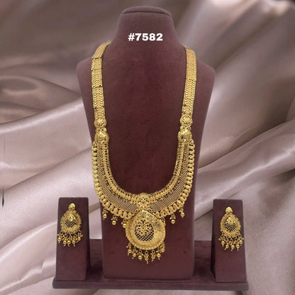 Gold Plated LONG NECKLACE 1 Gram Gold Plated Jewellery PMJ Model No : 7582
