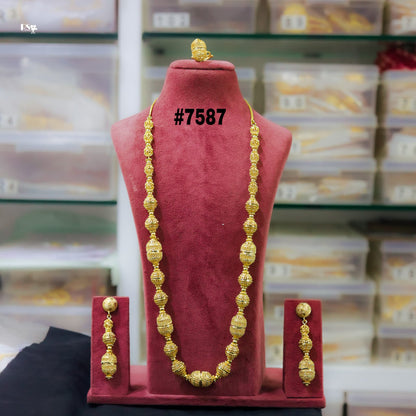 Gold Plated LONG NECKLACE 1 Gram Gold Plated Jewellery PMJ Model No : 7587