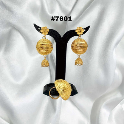 Gold Plated Designer Earrings Combo Finger Ring, PMJ Model No: 7601