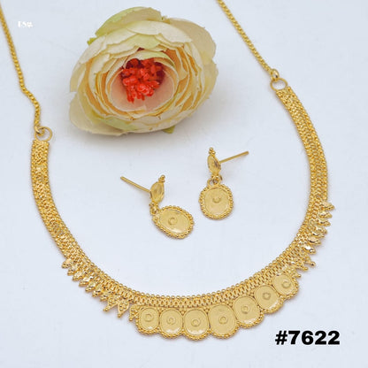 Gold Plated Short Necklace 1 Gram Gold Plated Jewellery PMJ Model No : 7622