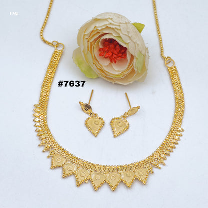 Gold Plated Short Necklace 1 Gram Gold Plated Jewellery PMJ Model No : 7637