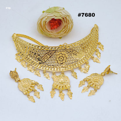 Gold Plated Short Necklace 1 Gram Gold Plated Jewellery PMJ Model No : 7680