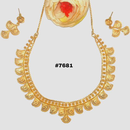 Gold Plated Short Necklace 1 Gram Gold Plated Jewellery PMJ Model No : 7681